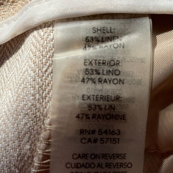 NWT CALVIN KLEIN Beige Linen Blend Pockets Work Career Capri Pants Size 14 - Picture 5 of 5